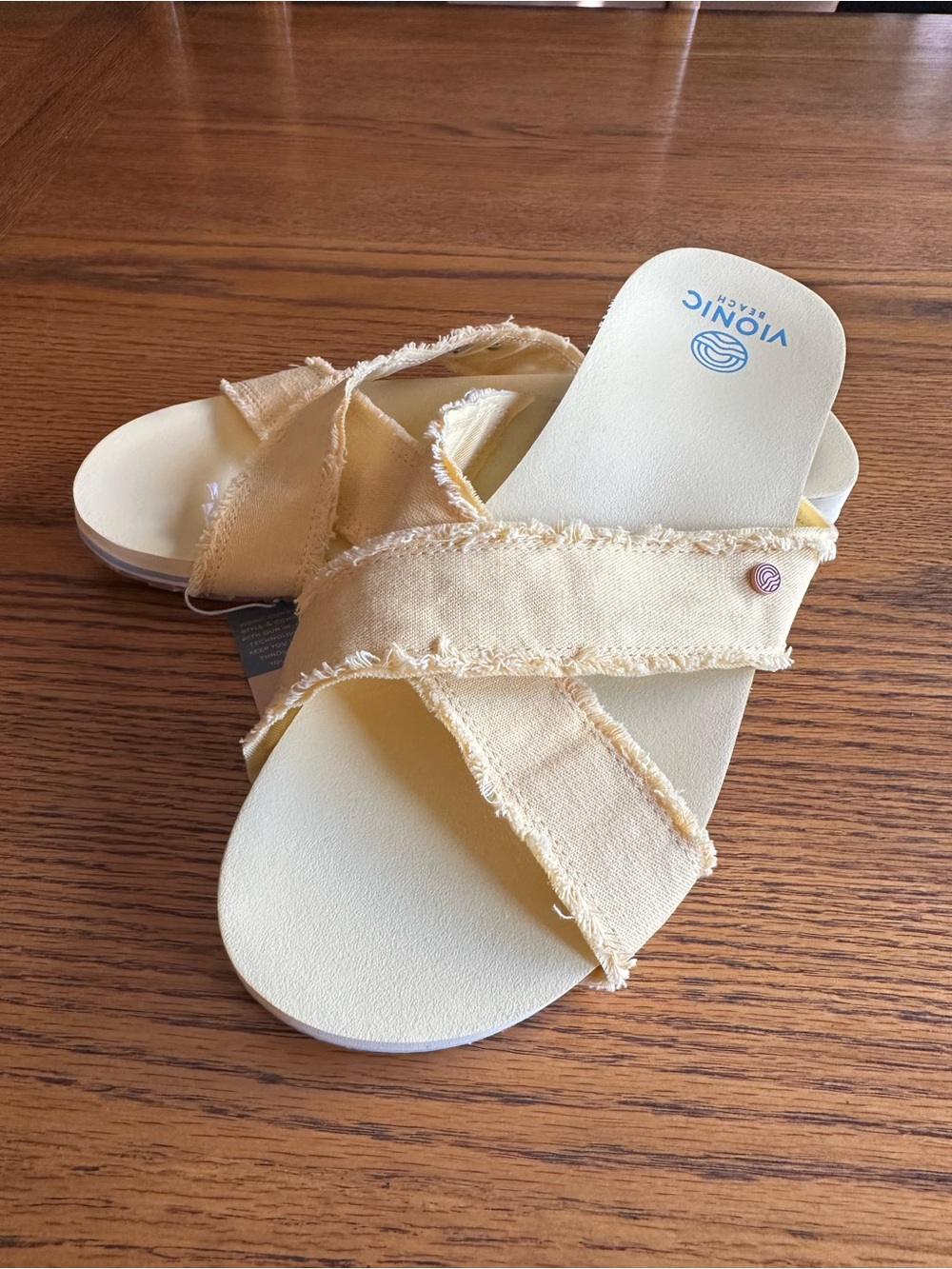 Vionic Women’s Beach Boardwalk Panama Canvas Yellow Sandals Size !1 New